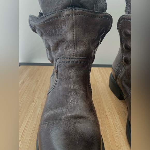 Vera Wang Ozita Leather Layered Brown Moto Boots Women’s Size 6.5 - Picture 5 of 15